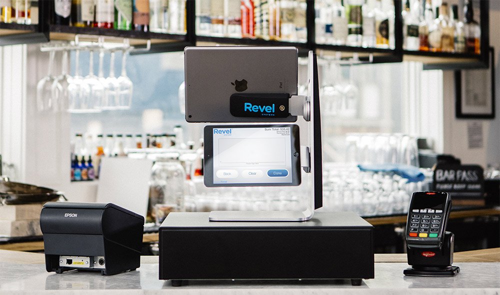 Restaurant POS system at a bar