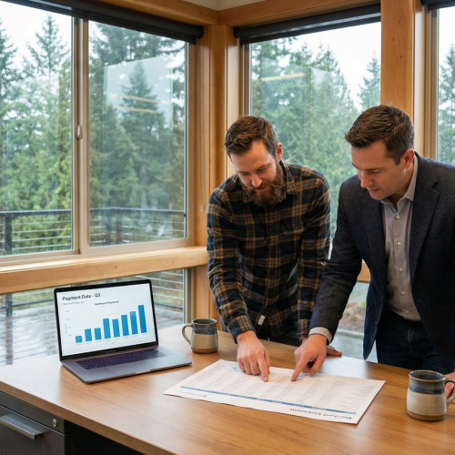 In-person payment processing consultation at Bothell, WA office